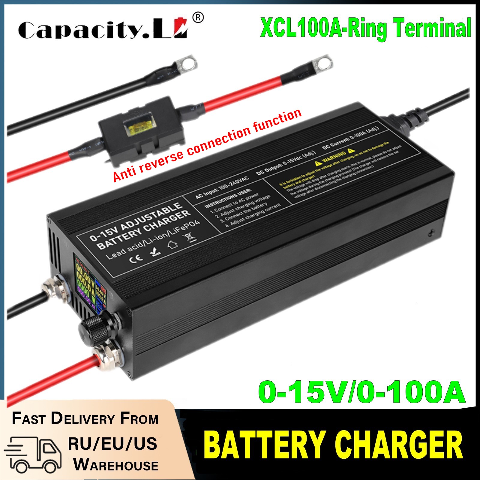 60A100A CC CV Einstellbares Ba – 84V 20A Smart Charger Bewertung und Preis